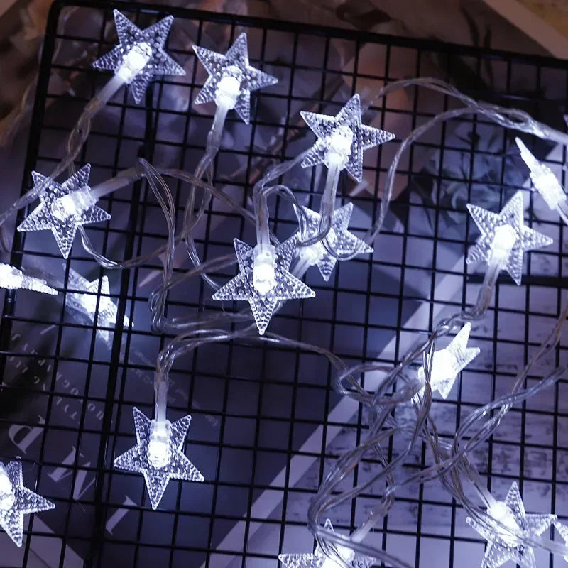 guirlande lumineuse étoiles dorées blanc multicolore noël extérieur mariage chambre
