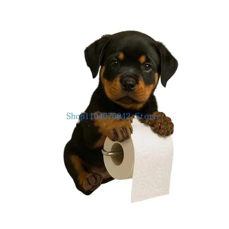 porte rouleau papier toilette forme chien peluche blanc decoratif résine facile nettoyer classique