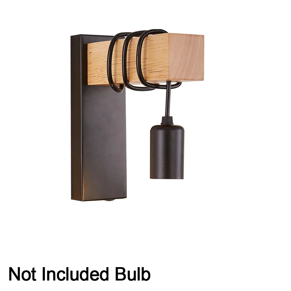 lampe murale industrielle moderne bois naturel noir verre opalin éclairage cuisine chambre coucher