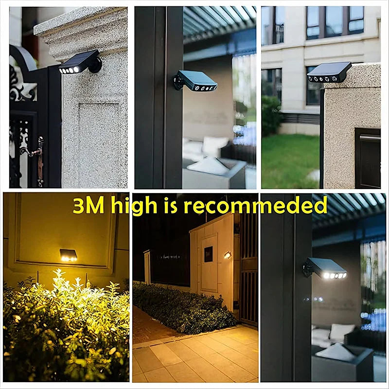 lampe solaire extérieure détecteur mouvement mode nuit moderne surveillance jardin opaque