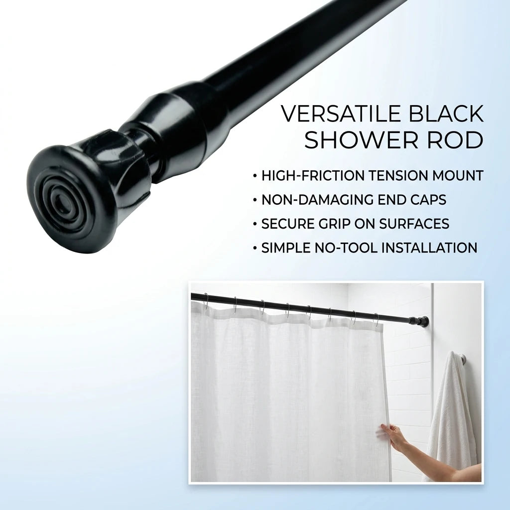 tringles télescopiques extensibles blancs modernes rideaux douches sans perçage adaptable coton anneaux boucles métal
