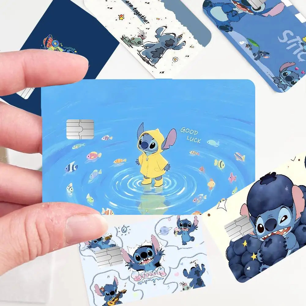 étiquettes carte bancaire stitch dessin animé mignon adhésif réutilisable waterproo
