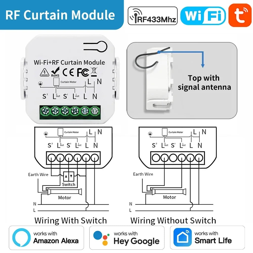 rideau module commutation wi fi blanc moderne clips vis connecteurs électriques 70*76mm 80*80mm 66*102mm