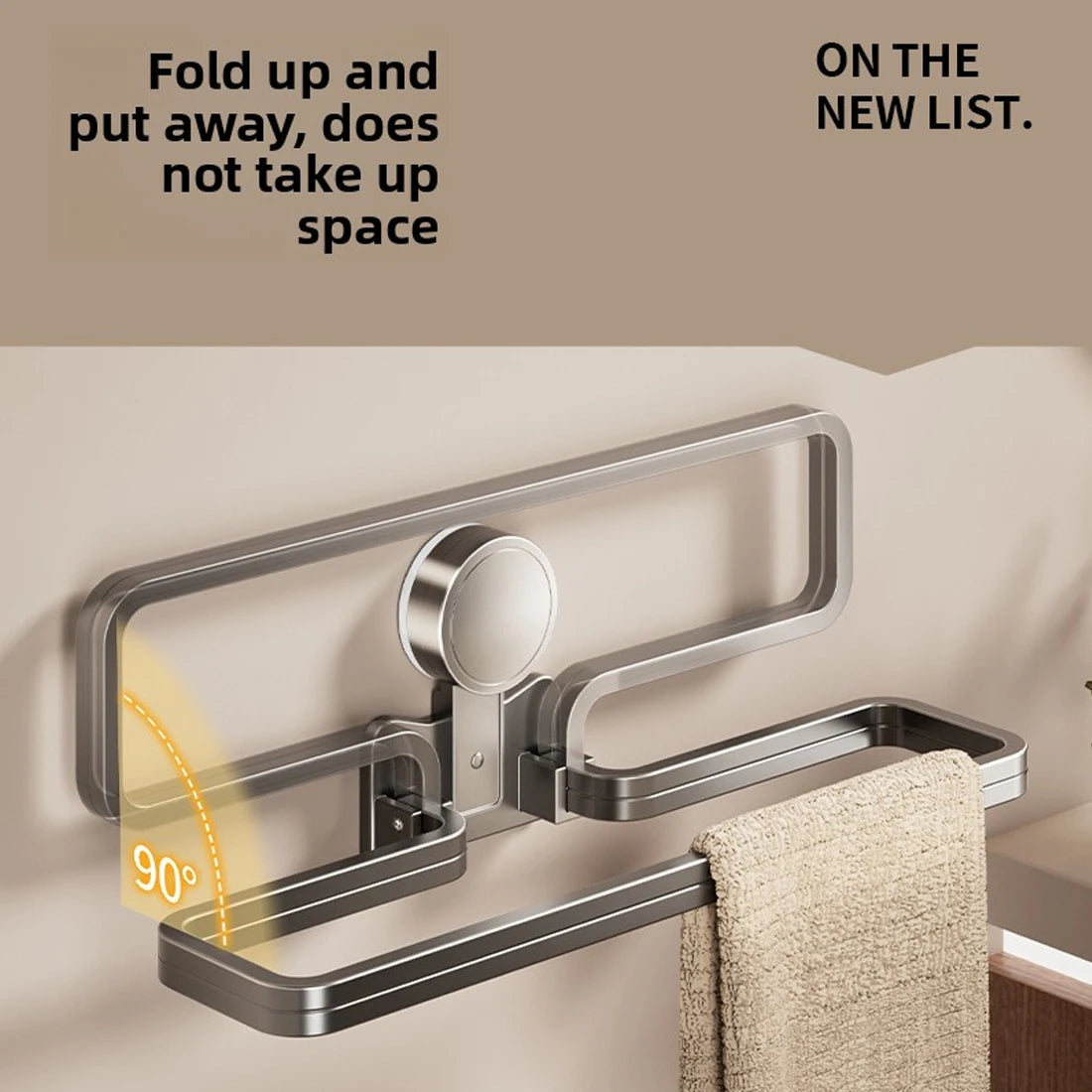 porte serviettes mural sans perçage suction cup gris métallisé moderne minimaliste lisse brillant egouttoir