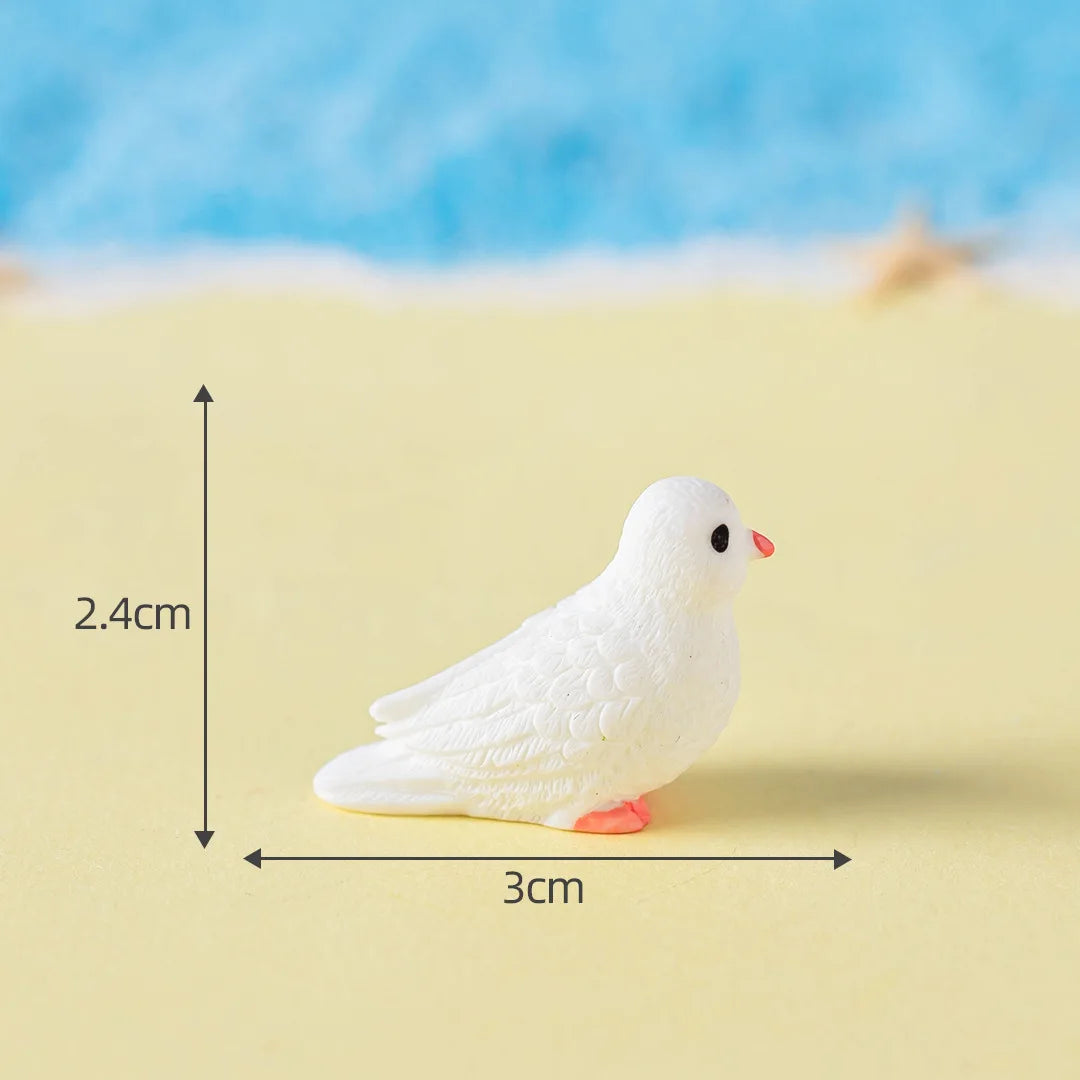 décoration extérieure oiseau mouette résine blanc gris jaune plumes patio jardin réaliste miniature