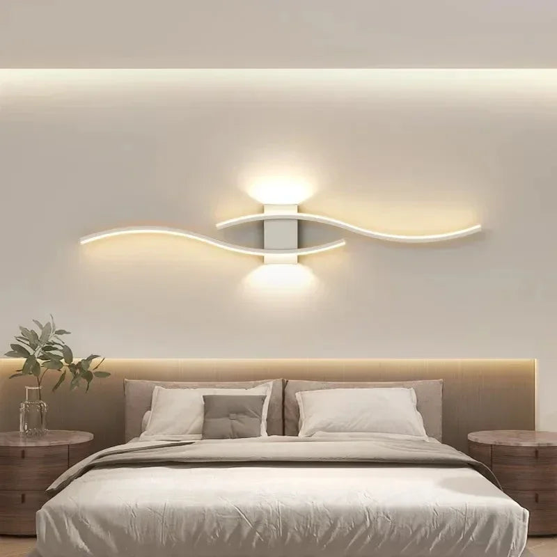 lampe murale moderne courbes élégantes noir doré blanc contemporaine 60cm 80cm