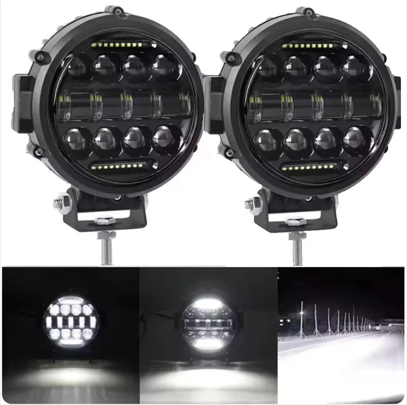 projecteur led phare noir moderne robuste diodes alignées cable ip67