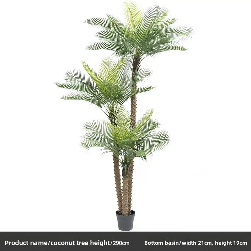 palmier artificiel décoration intérieure vert feuilles fines tronc épais moderne pot 240cm haute