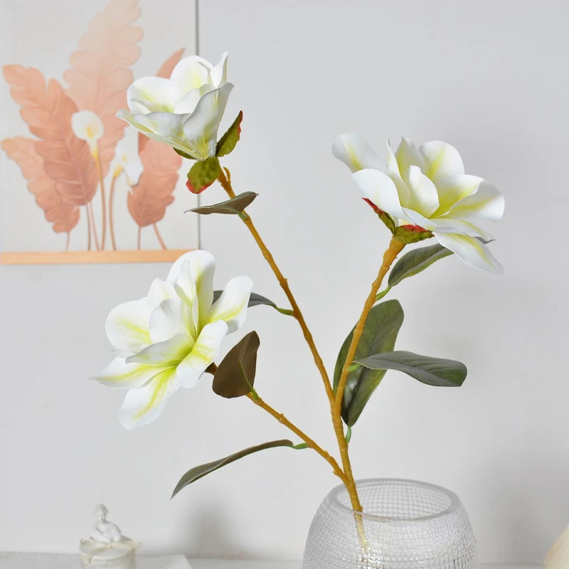 bouquet artificiel magnolia rose blanc vert feuilles vertes modernes intérieur mariage décoration maison