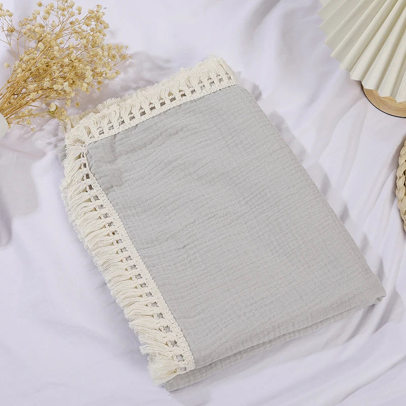couverture bébé tranché maternité coton bambou motifs solides quatre saisons beige rose jaune orange