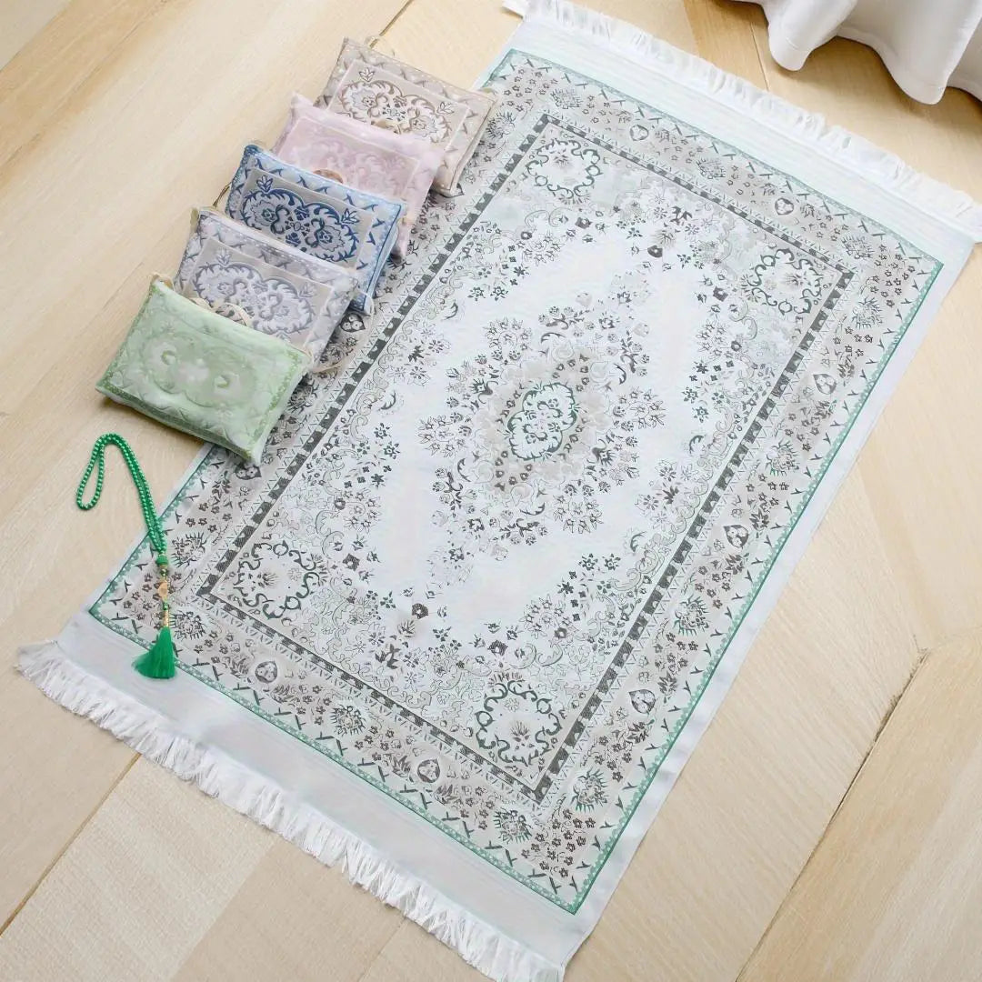 tapis prière musulman fleur polyester antidérapant voyage intérieur pique nique vert rose bleu gris