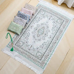 tapis prière musulman fleur polyester antidérapant voyage intérieur pique nique vert rose bleu gris