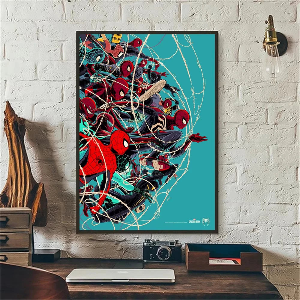 affiche murale spider man toile araignée moderne pop art chambre enfant superheroes decoration maison