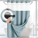 rideau douche moderne blanc translucide polyester 183x190cm anneau intégré