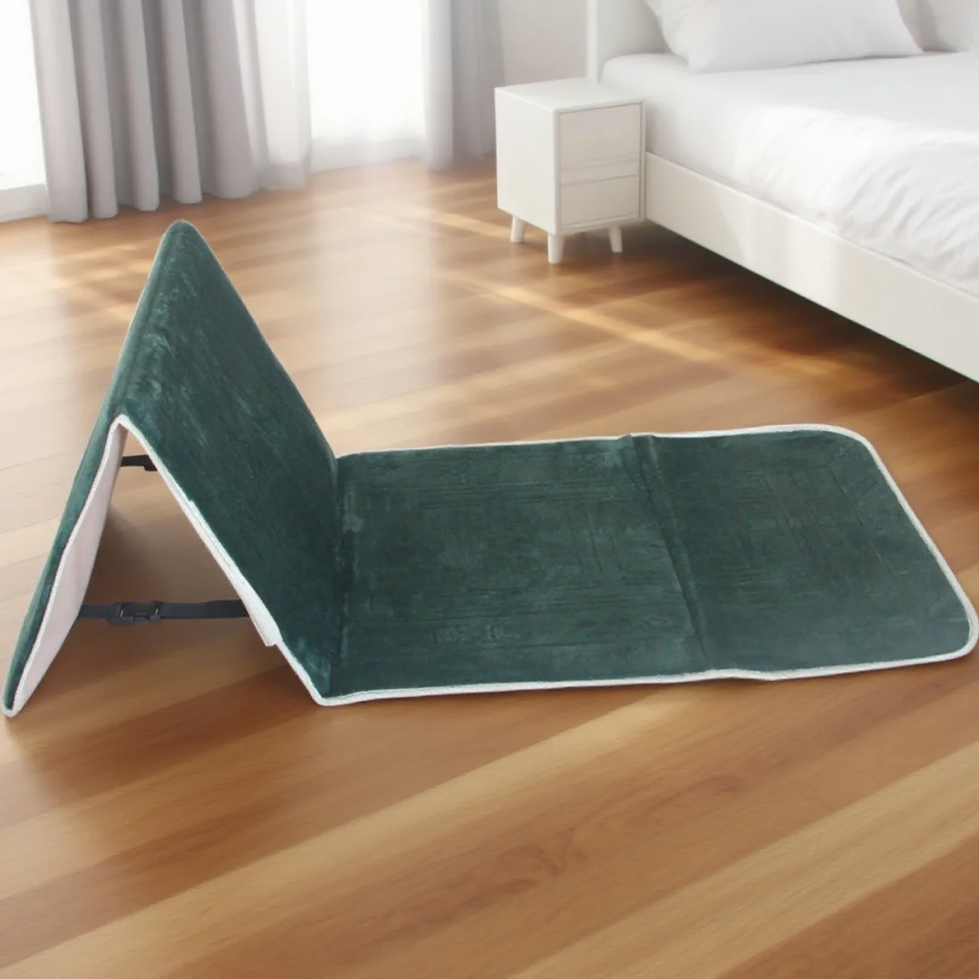 tapis prière musulman pliable velours antidérapant gris blanc moderne voyage usage intérieur extérieur İslam