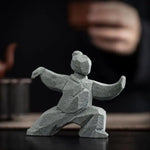 figurine tai chi métal gris clair asiatique minimaliste zen ornement maison