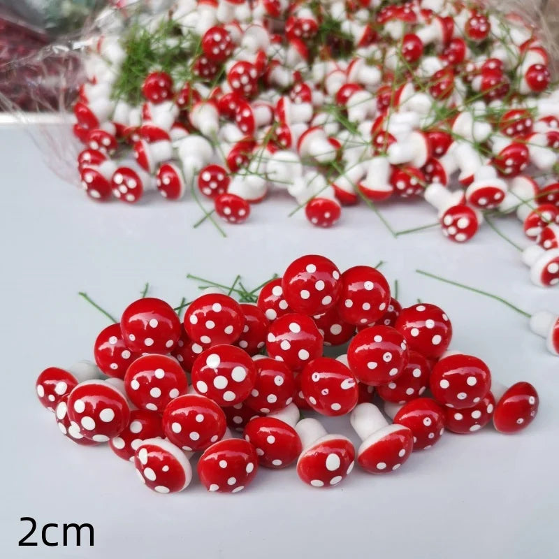 décor extérieur champignons artificiels rouge blanc points blancs piquet vert set 10 20 50pcs
