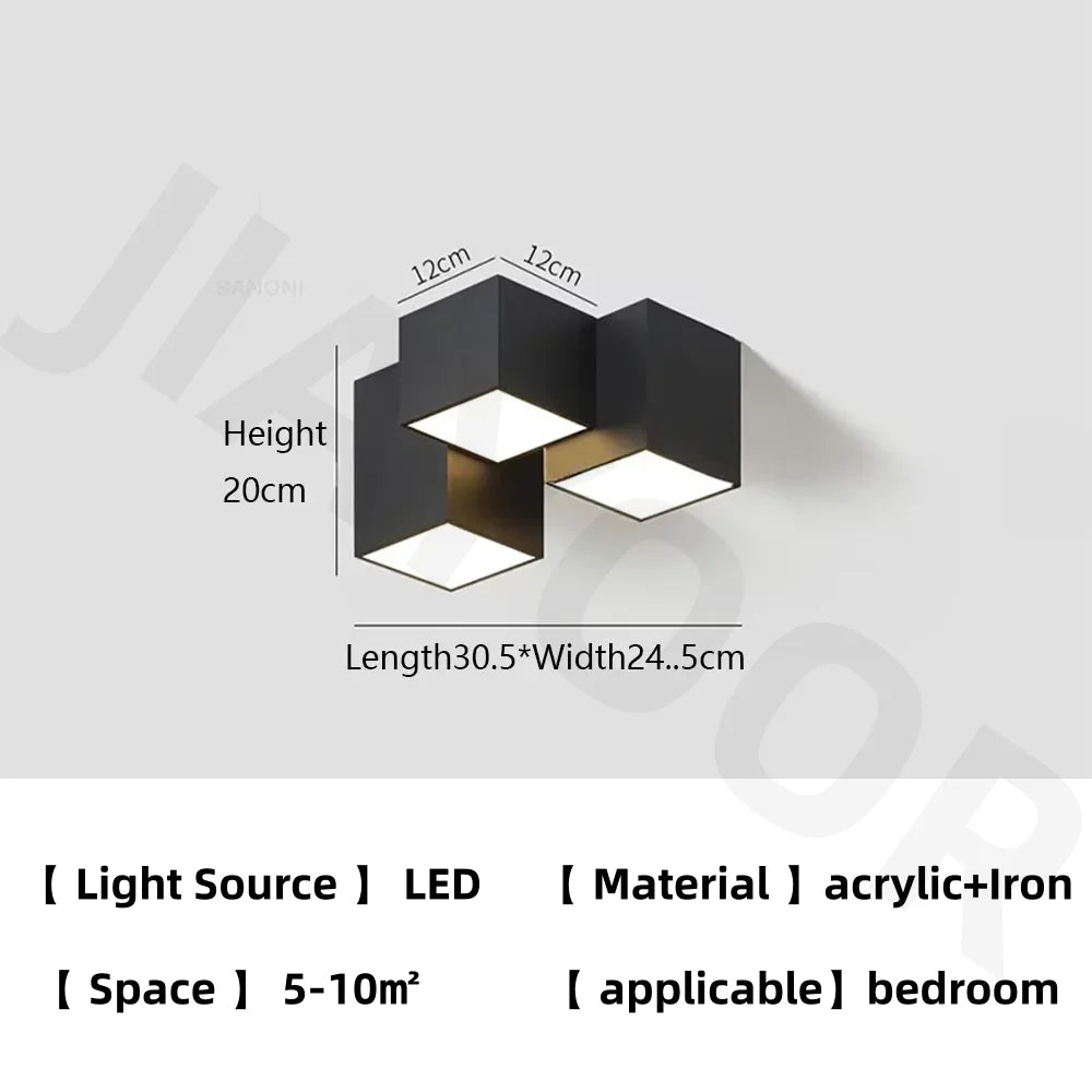 plafonnier moderne minimaliste blanc noir cubique géométrique LED salon chambre étude