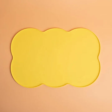 tapis animaux compagnie imperméable deux gamelles intégrées moderne ludique rose jaune gris