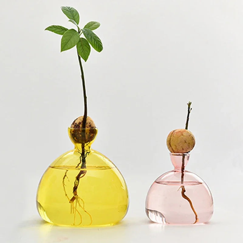 vase moderne transparent rose bleu vert jaune marbré petite grande