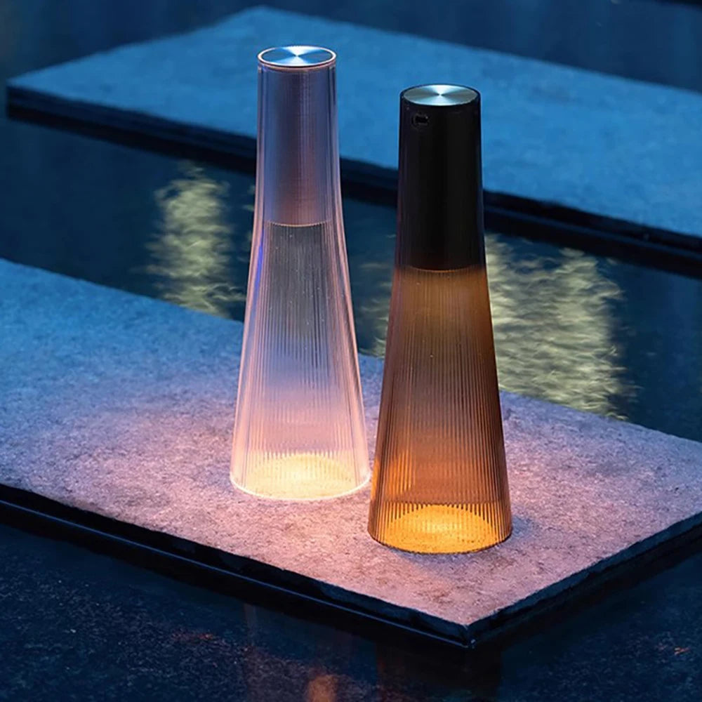 lampe table rechargeable led transparent moderne rayures verticales interrupteur tactile 249 2000 lumens chambre