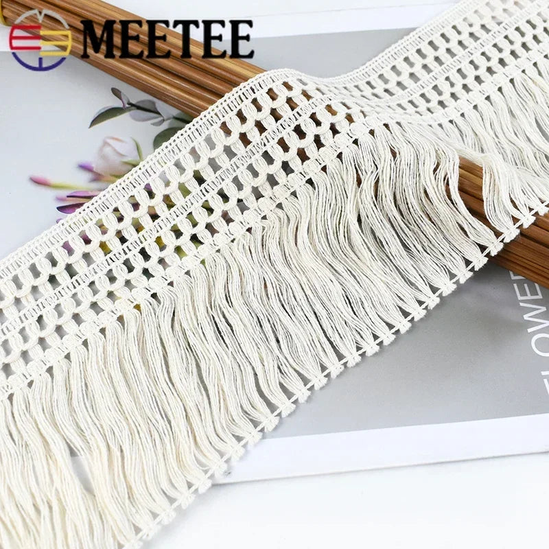 dentelle coton franges écharpe ethnique boho chic 12cm blanc cassé tissu artisanal transparent mariage