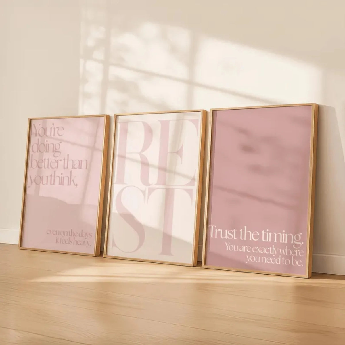 affiche murale minimaliste rose clair texte imprimé chambre salon décoration murale pièce