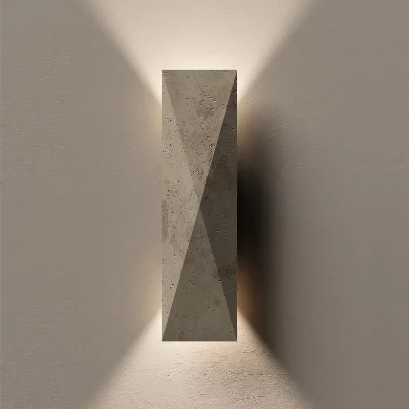 applique murale moderne pierre gris clair aspect granitique led chambre entrée étude interrupteur bouton