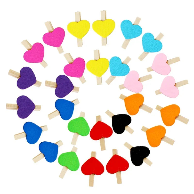 pinces linge cœur 50 pièces rouge rose bleu vert jaune noir respectueux environnement