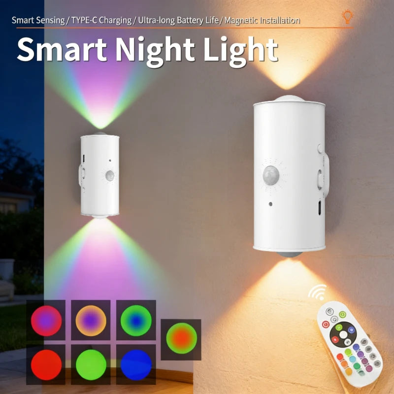 lampe nuit intelligente led aimantée rechargeable usb blanc moderne veilleuse chambre couloir festives rgb