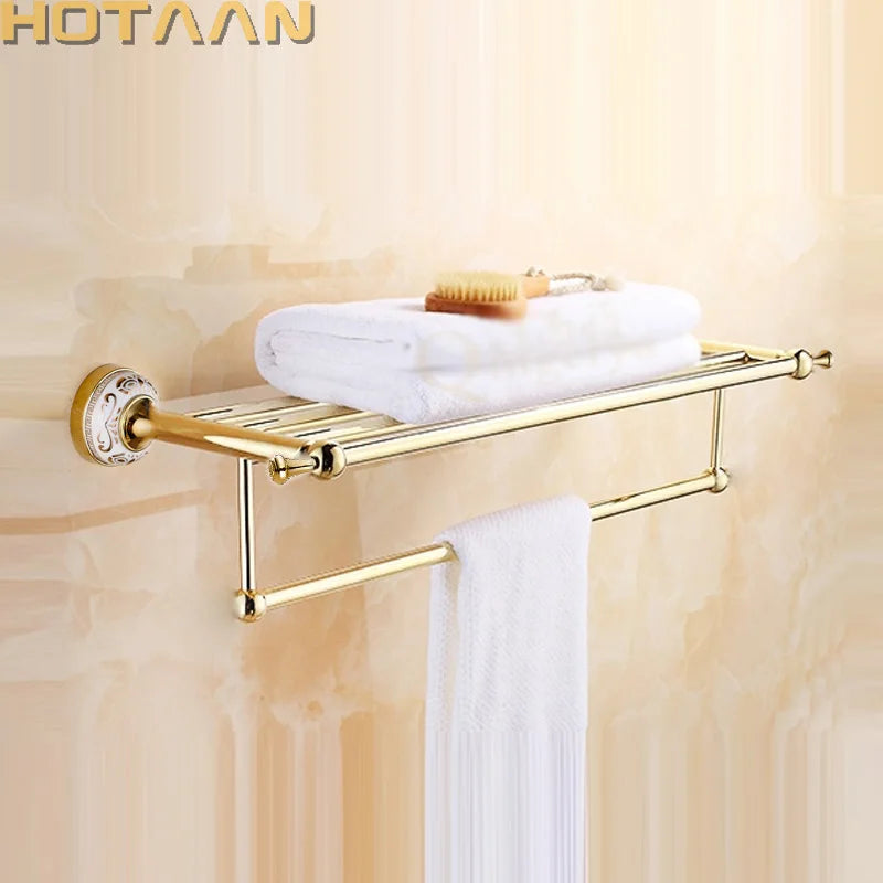 porte serviettes mural acier inoxydable doré moderne barre fixe brillant salle bain accessoire bain