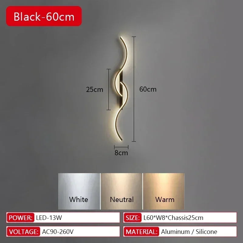 lampes murales modernes or noir led 220v 90 260v sources lumineuses 10 15m² minimaliste