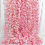 guirlande fleurs artificielles rose clair 1m8 décoration romantique intérieur 135 fleurs rangée