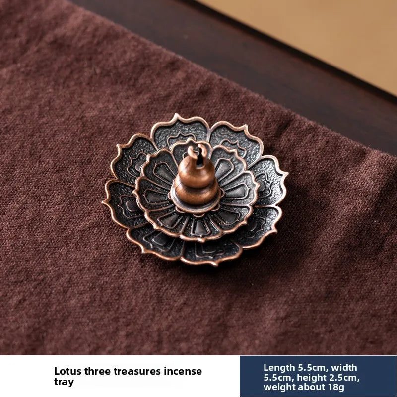 support encens fleur lotus métal noir doré artisanal traditionnel sans fixation brûleur encens salon