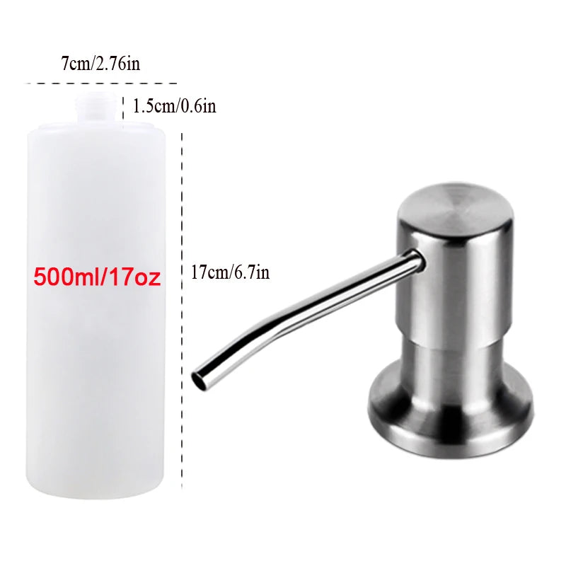 distributeur liquide moderne argenté adhésif corps plastique tête inoxydable tube silicone bouteille plastique minimaliste
