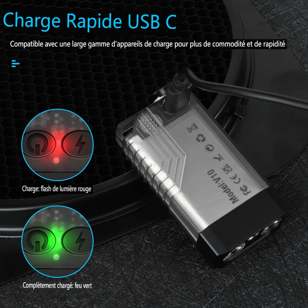 lampe torche multifonction rechargeable led noire aimant lumière uv portable pratique