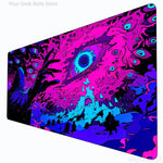 tapis jeu cartes violet bleu noir illustration yeux plumes mains moderne abstrait 60cm 35cm