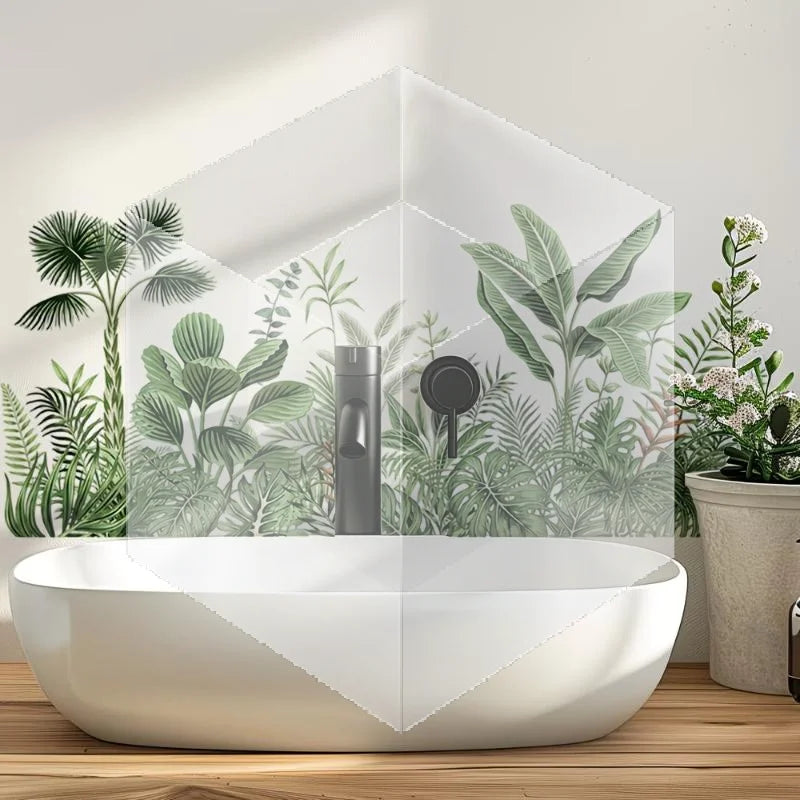 Autocollant mural PVC Floral Décoration Salle Bain Buanderie Install Easy Removable