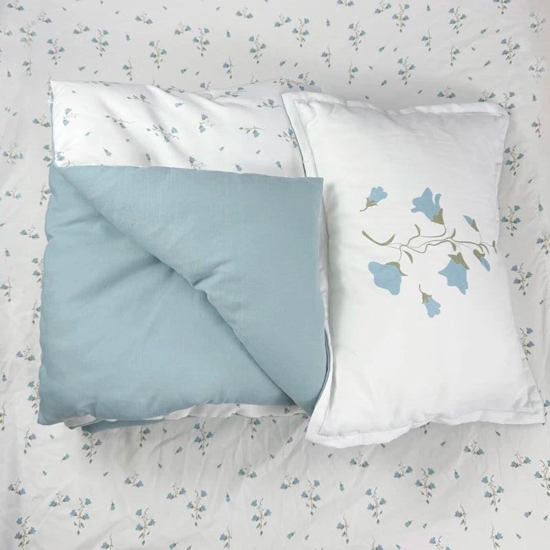 ensemble literie enfant literie bébé blanc rose bleu motifs floraux doux coton