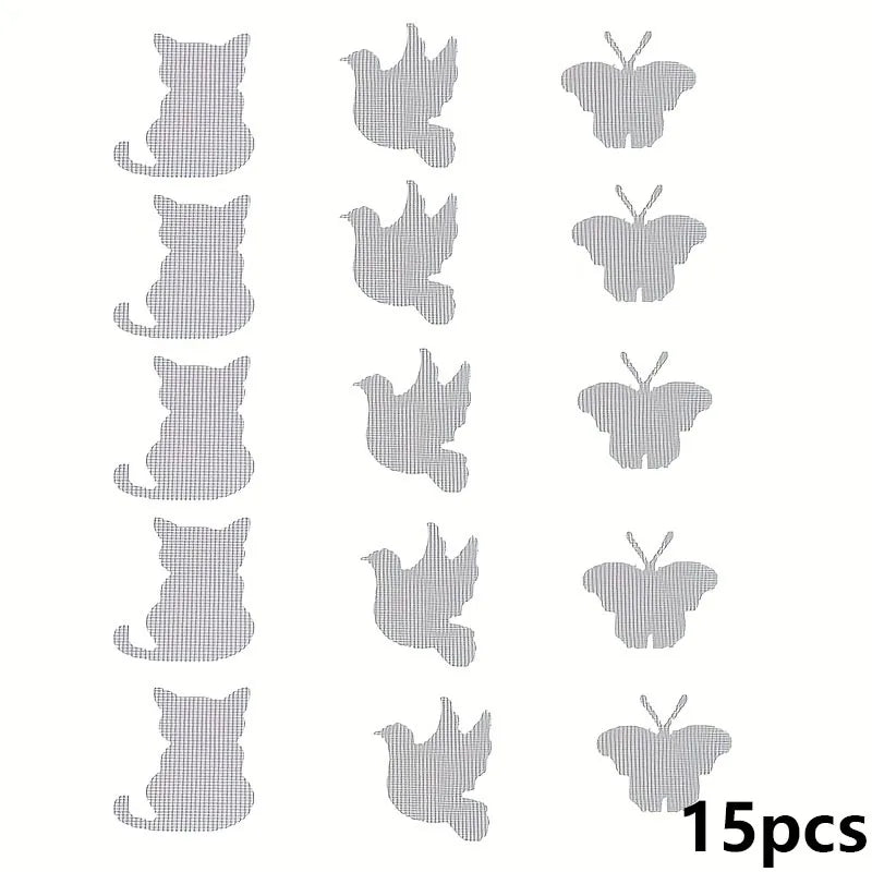 patchs réparation moustiquaire adhésifs formes animales chat oiseau décorative facile pose semi transparent
