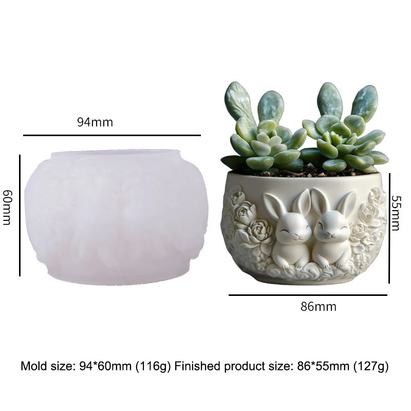 moule silicone lapin fleurs bougie aromathérapie pot fleur do it yourself artisanal