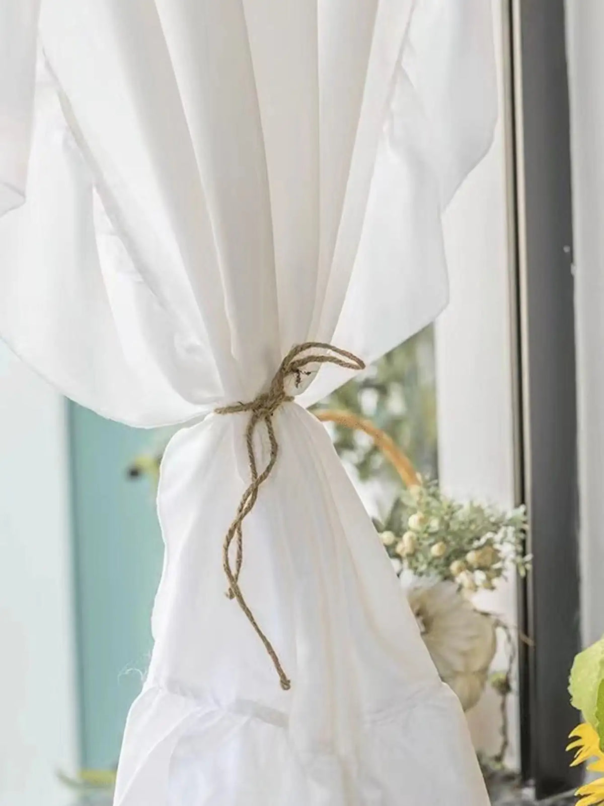rideau blanc fleuri tulle transparent romantique chambre cuisine 100x130cm 100x200cm