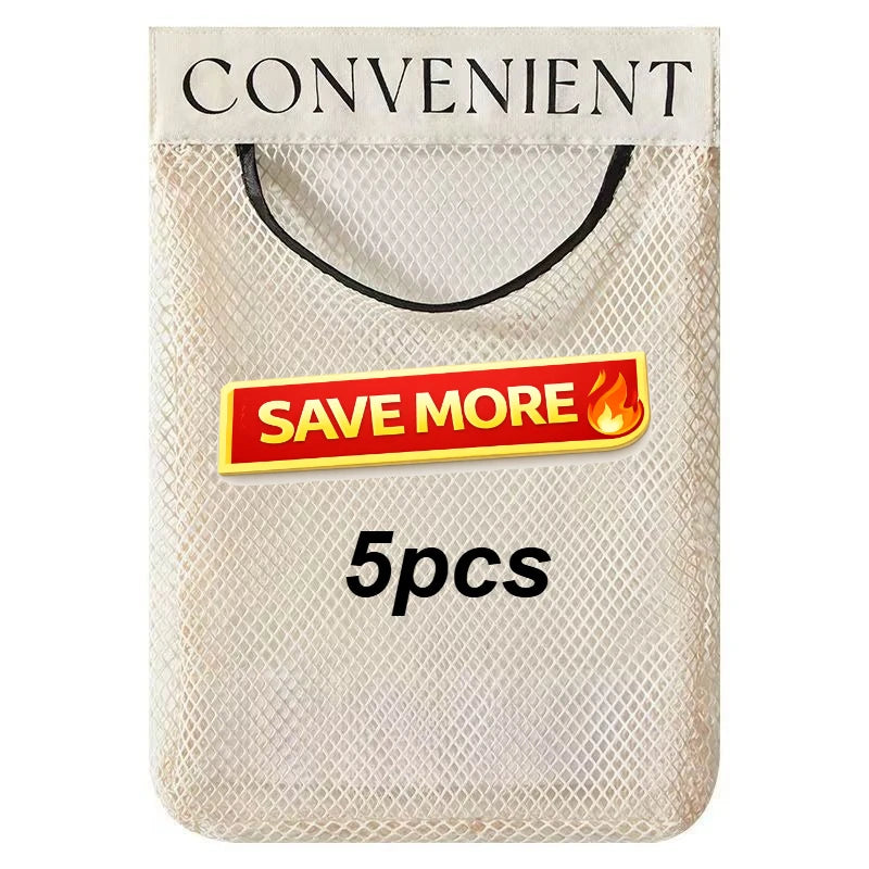 sacs rangement mesh réutilisables velcro blanc noir convenients semi transparents minimaliste
