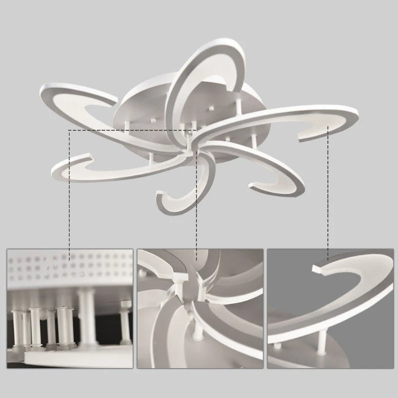 lampe suspendue moderne acrylique floral blanc éclairage quotidien led interrupteur bouton