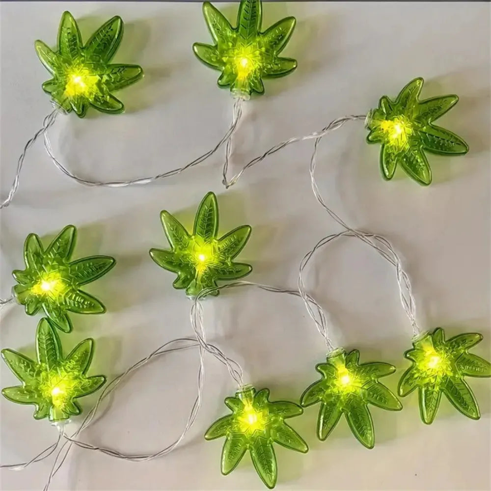 guirlande lumineuse feuilles vertes led 10 diodes 3m batterie anniversaire décoration chambre
