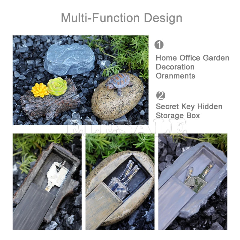 boîte clés secrète résine pierre motifs floraux créative miniature jardin ornement