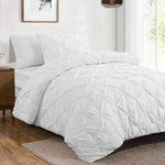 ensemble literie blanc motifs étoiles moderne housses couette plissées taies d'oreiller polyester