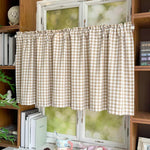 rideau classique polyester motif carreaux beige clair opacité maison