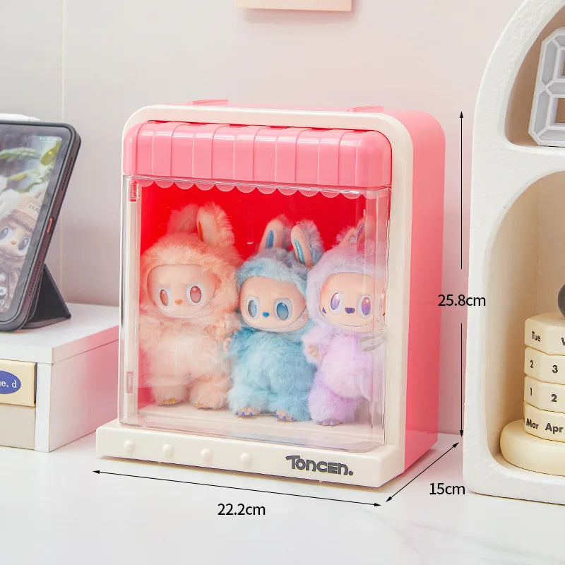 présentoir mural figurines animaux motifs colorés moderne blanc rose jaune vert suction salon chambre