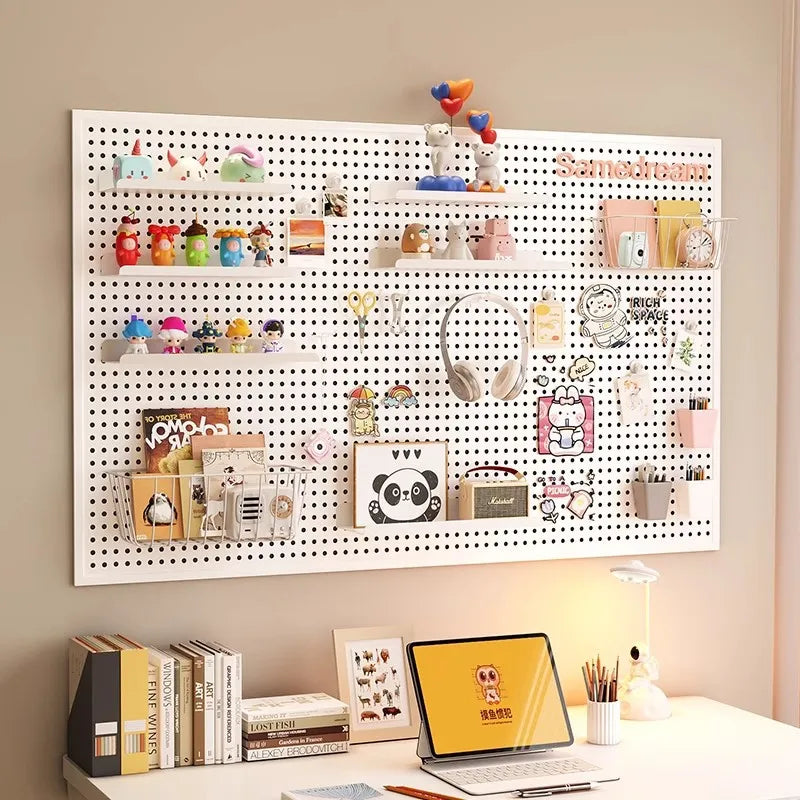 Organisateur mural perforé 5 étagères rouge pour rangement outils